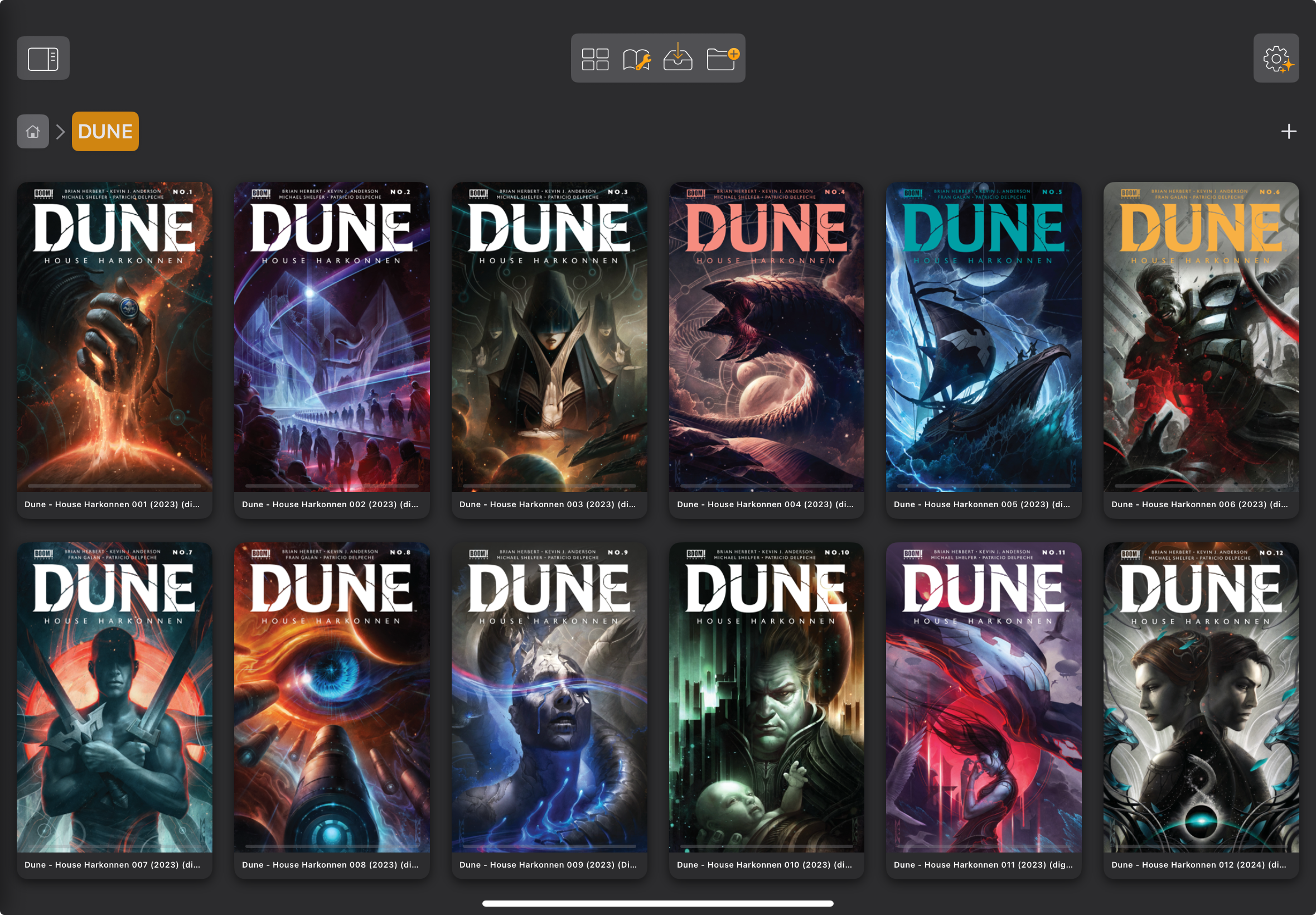 Andrea Reader library overview on iPad