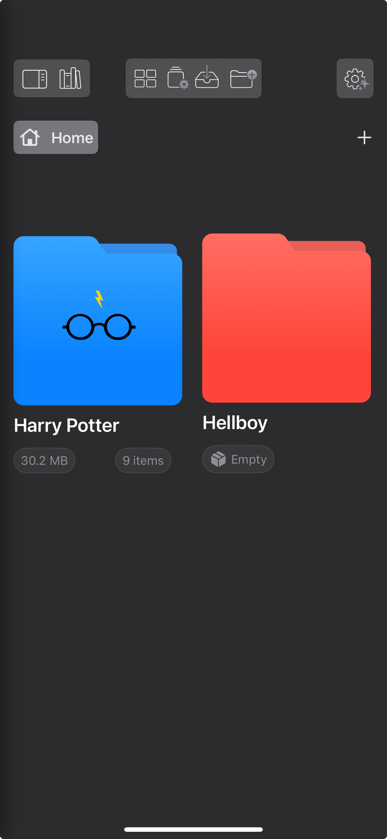 Andrea Reader on iPhone showing another library view