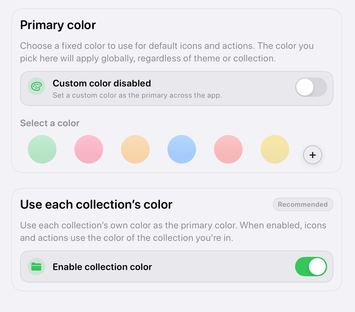 Primary and Collection Color 1