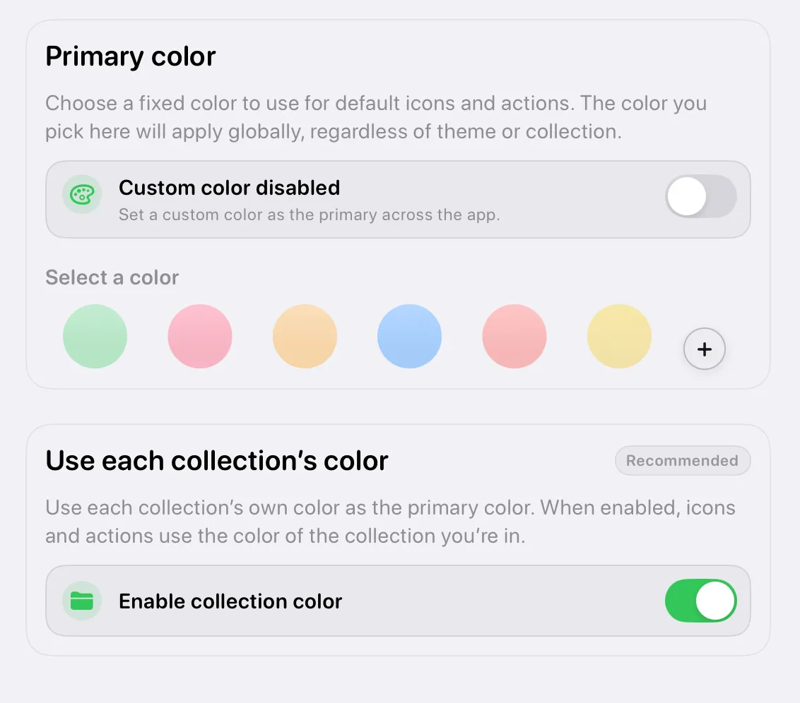 Primary and Collection Color 1